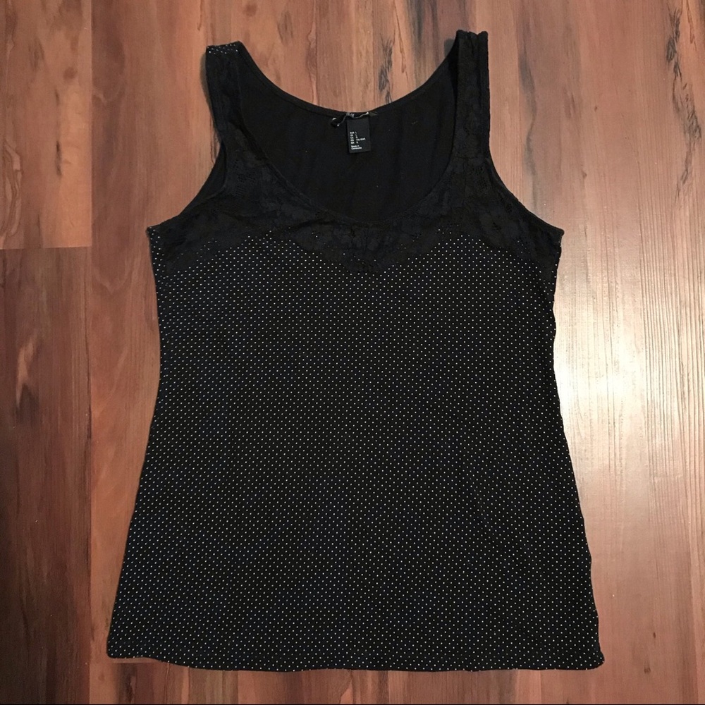 H&M Black Polka Dot and Lace Tank
